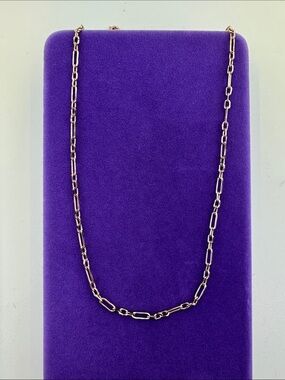💛 Classic Gold Tone Paperclip Chain Necklace | Minimalist Layering